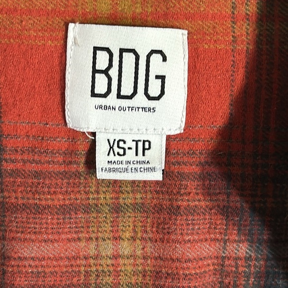 BDG Urban Outfitters Plaid Cropped Long Sleeve Blouse Orange Size XS - Picture 3 of 8